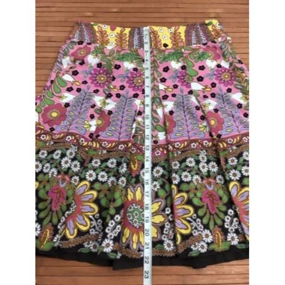 CAbi 4 Ashbury Colorful Floral Boho‎ Pleat mini Skirt Pockets Cotton Style #933 - Picture 6 of 6